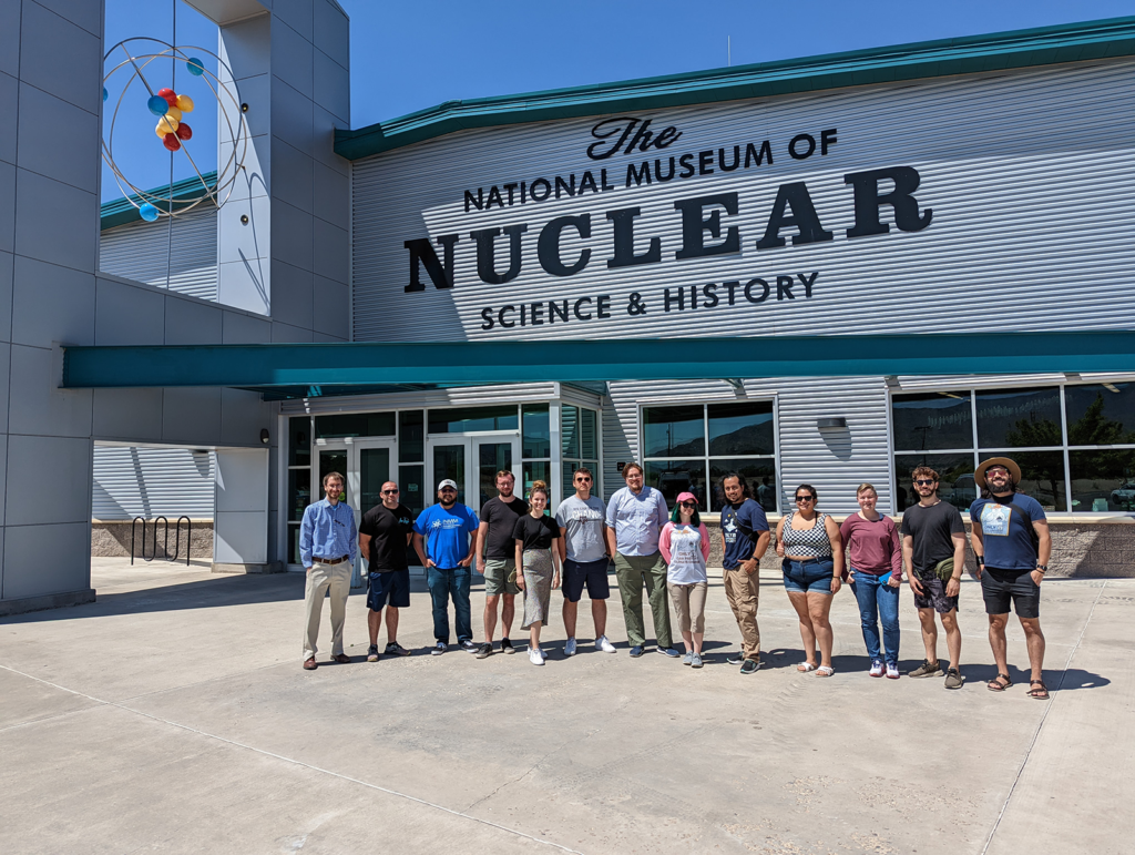 group in front of National Museum of Nuclear History building